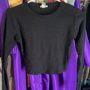 Bozzolo Black Ribbed Crop Top